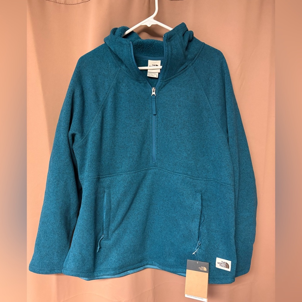 The North Face Women's Crescent 1/2 Zip Hoodie Blue Coral Size XL NWT